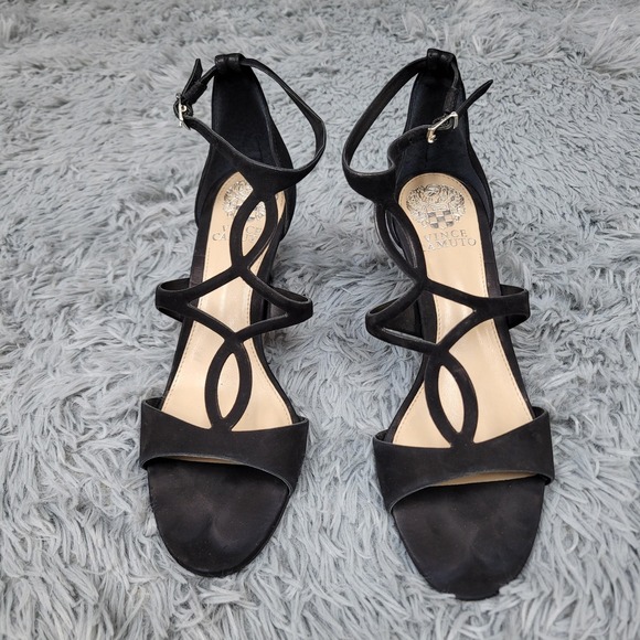 Vince Camuto Shoes Womens Size 7.5 Black VC Payto Strappy Heel Sandals - Picture 2 of 9